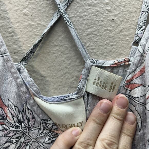 Cynthia Rowley Floral Midi Dress SZ S Handkerchief Hem Linen Blend Sundress - Picture 3 of 9